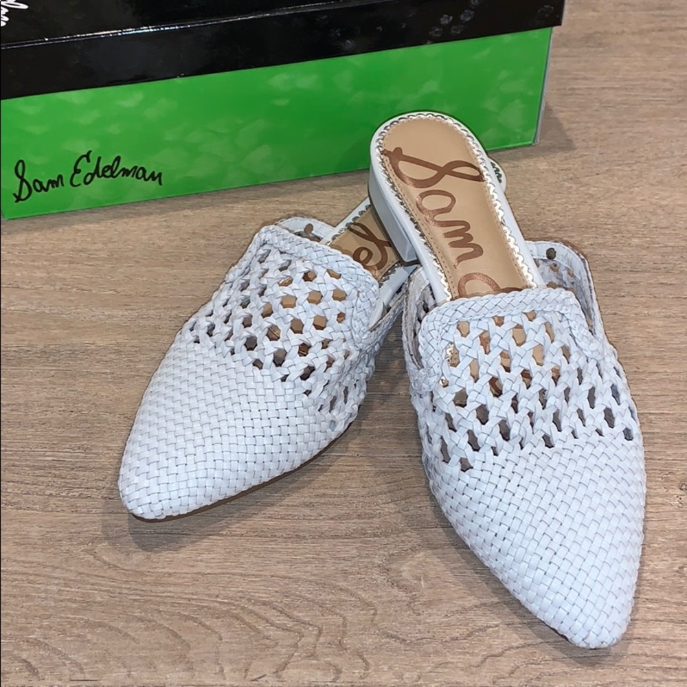 Sam Edelman white leather mules